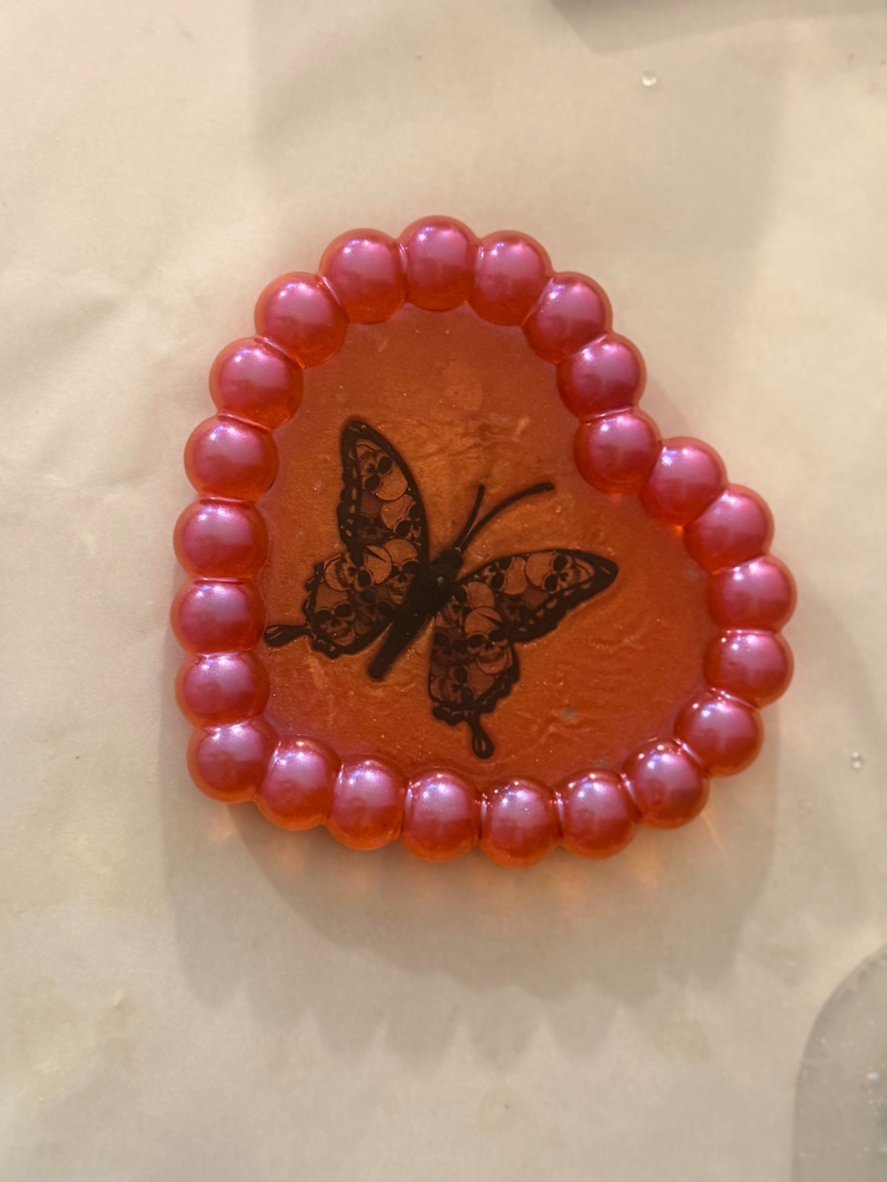 Red Butterfly Resin Trinket Dish - Women Accessories